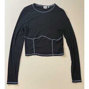 Aritzia Sunday Best Womens Long Sleeve Top Size L Cropped Sporty Stretchy Basic